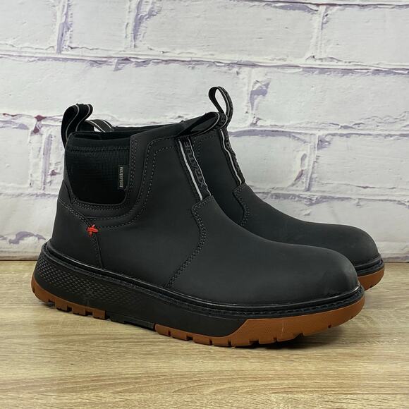 XTRATUF Bristol Bay Black Leather Chelsea Boot Men\'s Size 7.5 Waterproof Ankle